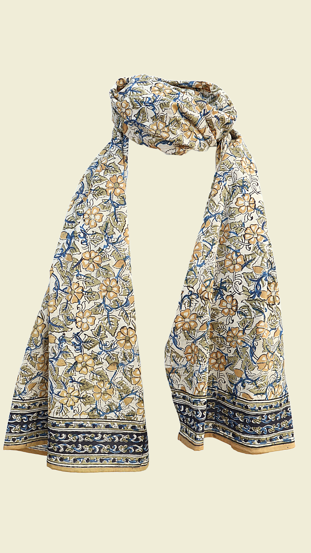 600-087 "Cotton Scarf" - Hand Block Printed - Meadow Breeze