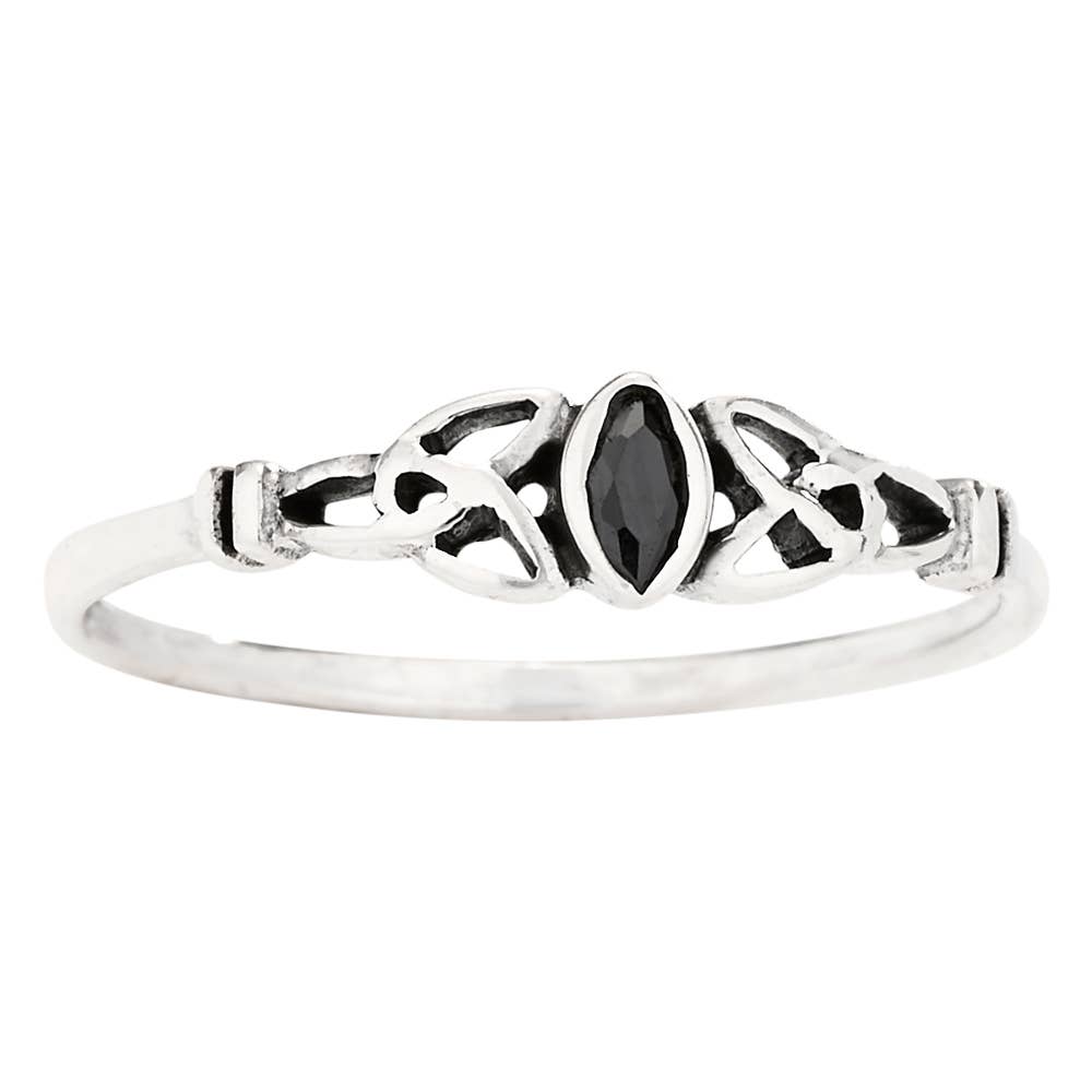 Celtic Knot Onyx and Sterling Silver Ring