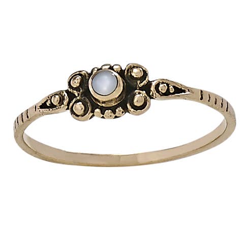 Pearly White Mother of Pearl Bronze Ring