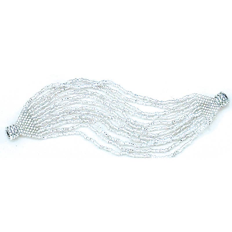Silver 12 Strand Beaded Bracelet