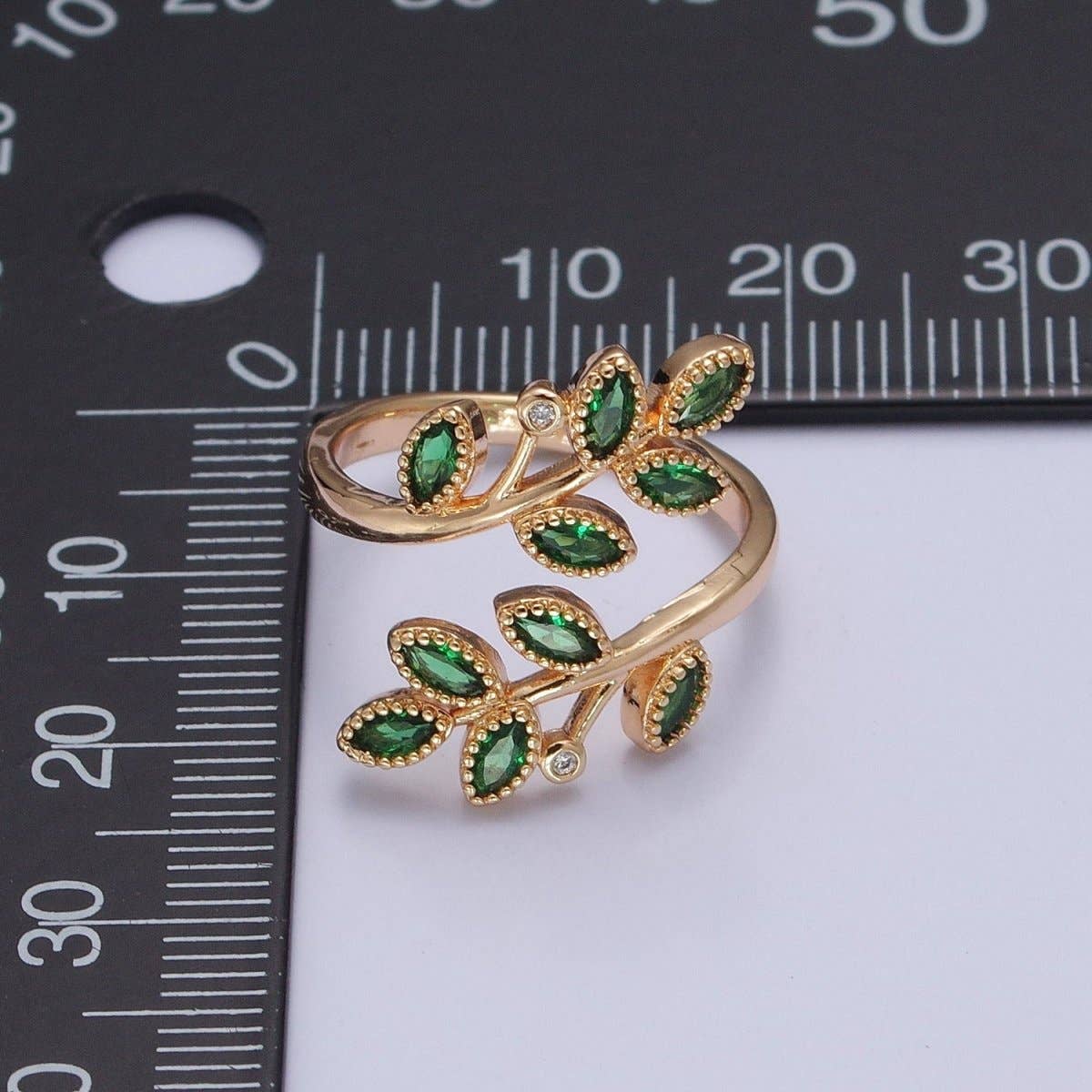 JRI, GF Olive Leaf CZ Ring, Adj