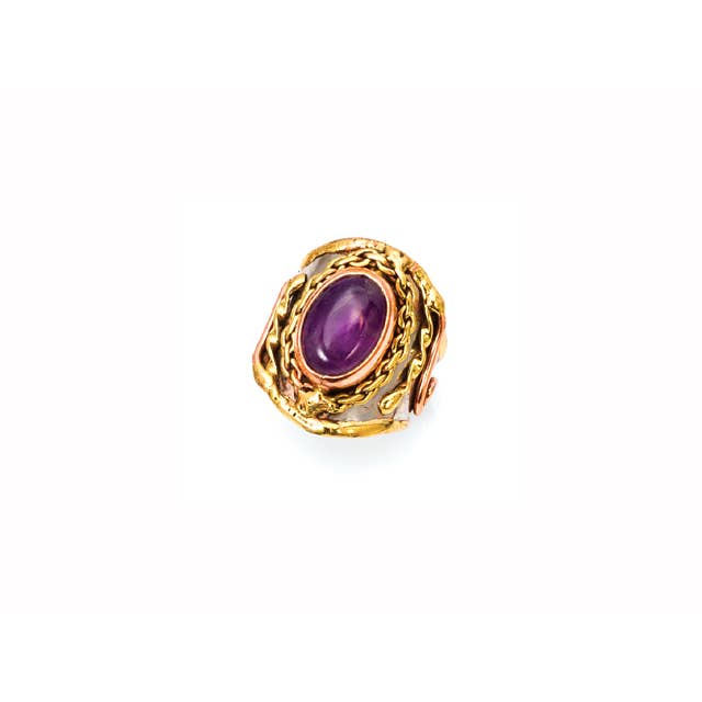 Mixed Metal and Amethyst Stone Ring