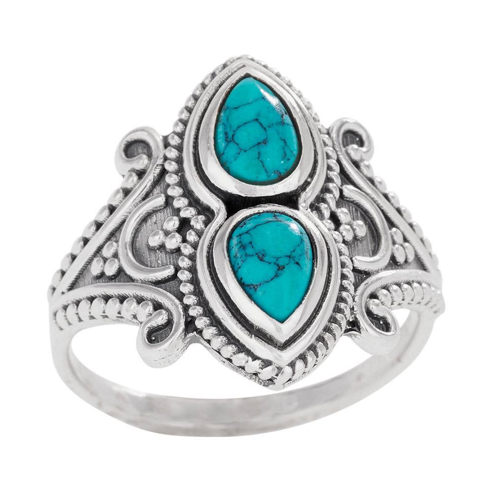 Double Trouble Sterling Silver Turquoise Ring