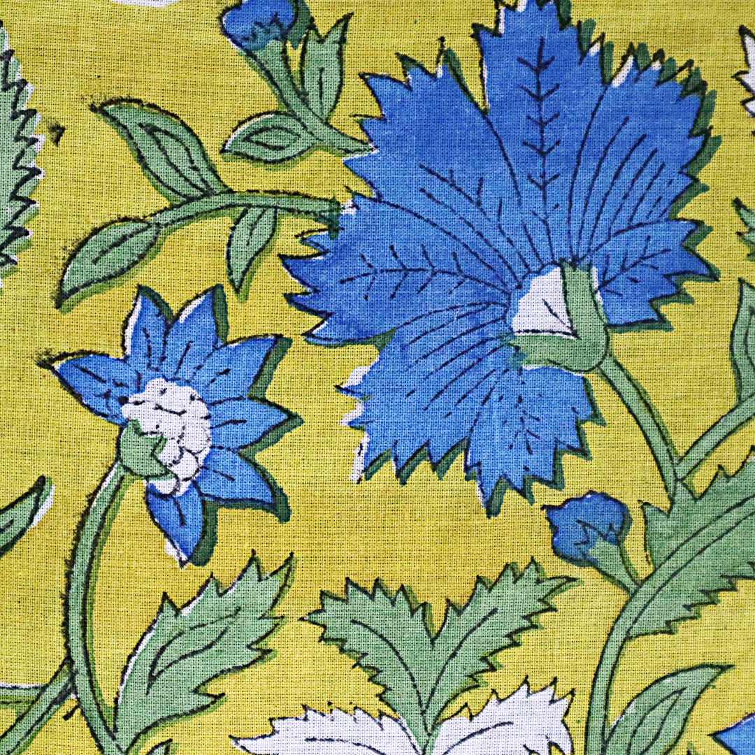 Blue Lotus Trail - Block Printed Cotton Band (KK1542)