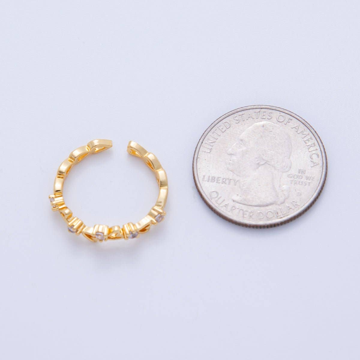 18K Gold Filled Clear CZ Open Heart Thin Ring | O1784