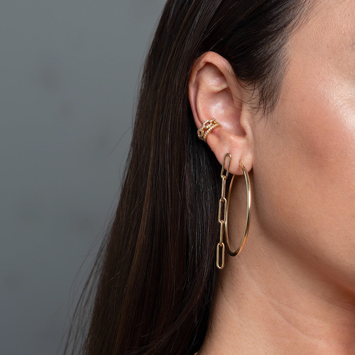 Muse Paper Clip Chain Earrings - Gold