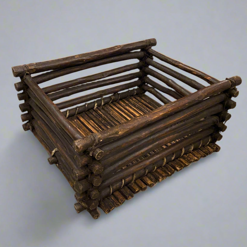 Vintage African Latticework Market Bin