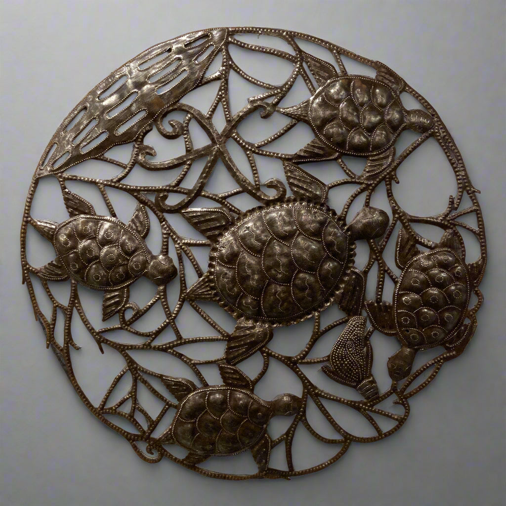 Haitian Oil Drum Sea Turtle Art