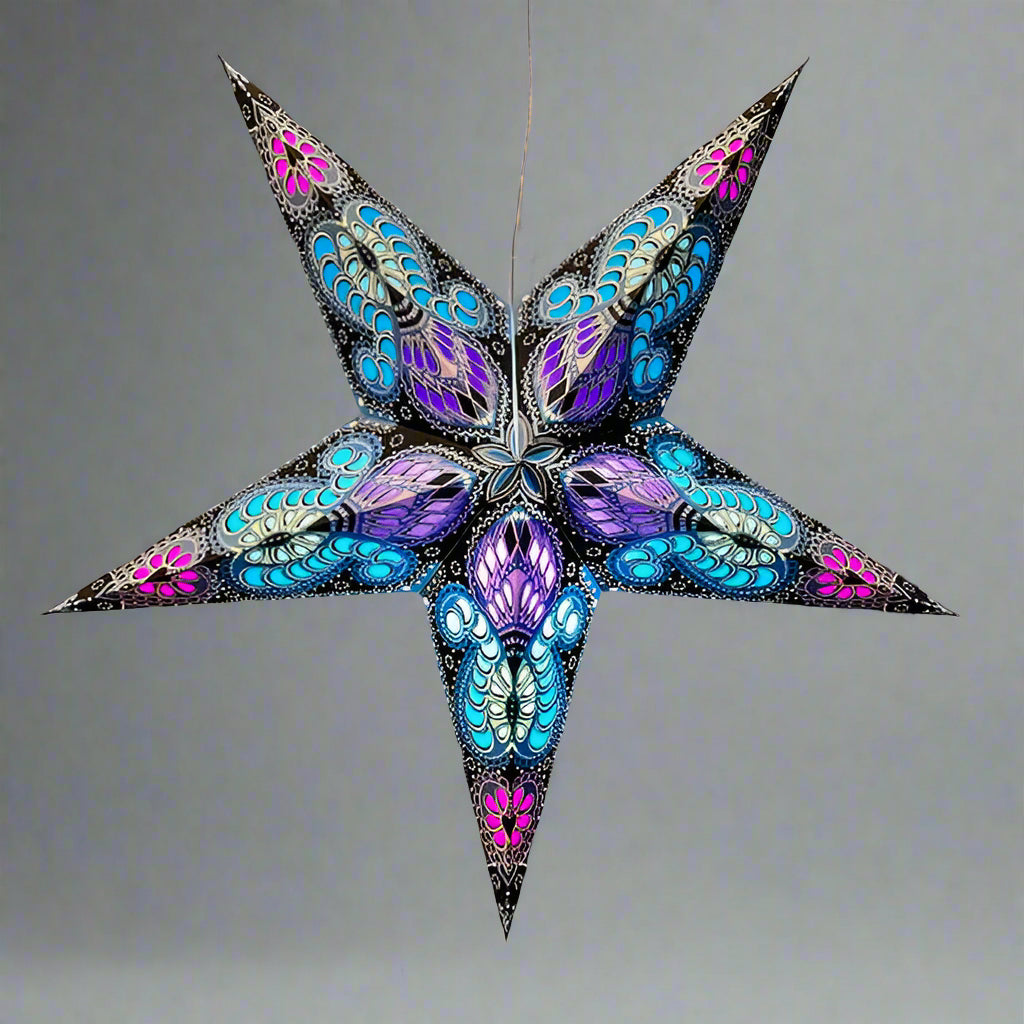 Star Paper Lantern, Blue/Purple