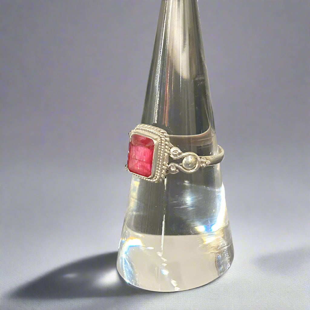 Ruby Rectangular Cabochon Ring