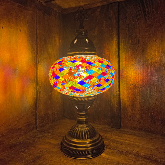Hand Made Turkish Lamp, Multicolor Diamonds