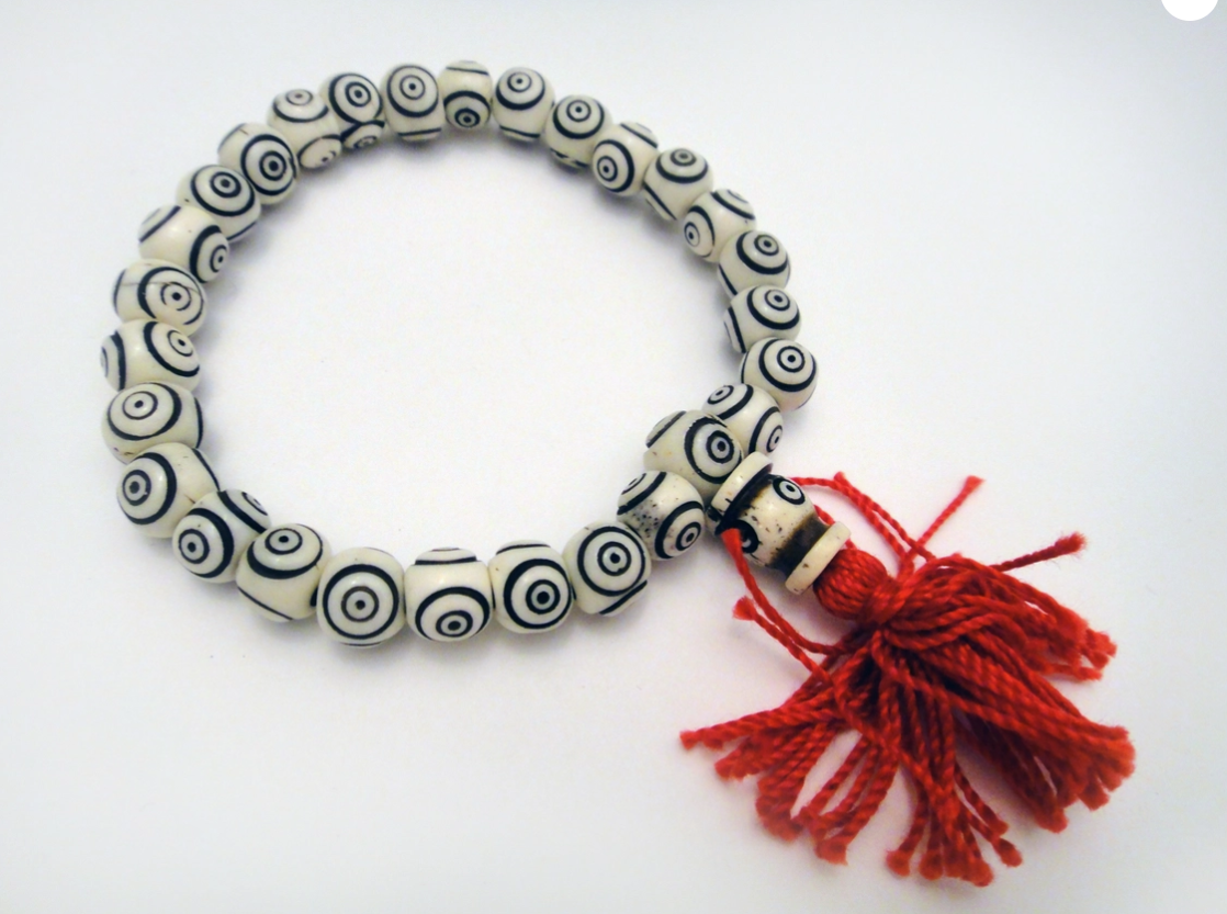 Carved Bone Mala Bracelet, Bullseye