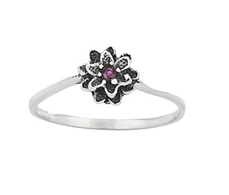 Garnet, Petite Flower Ring