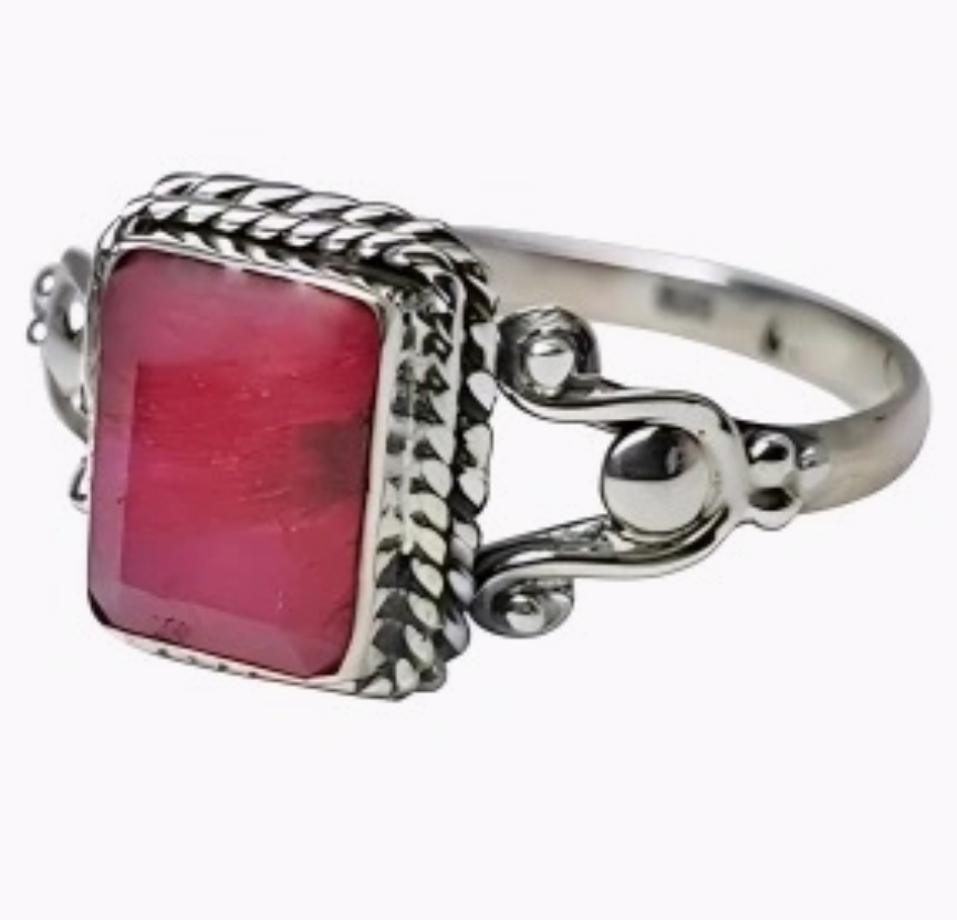 Ruby Rectangular Cabochon Ring