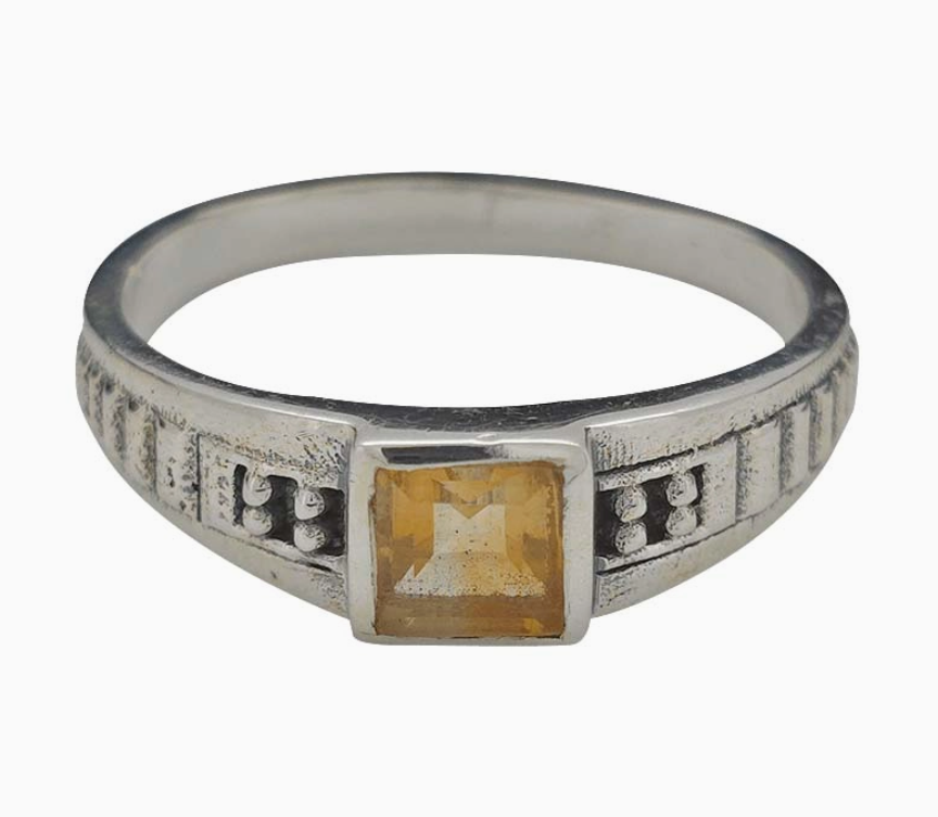 Citrine Ring, Square Cut