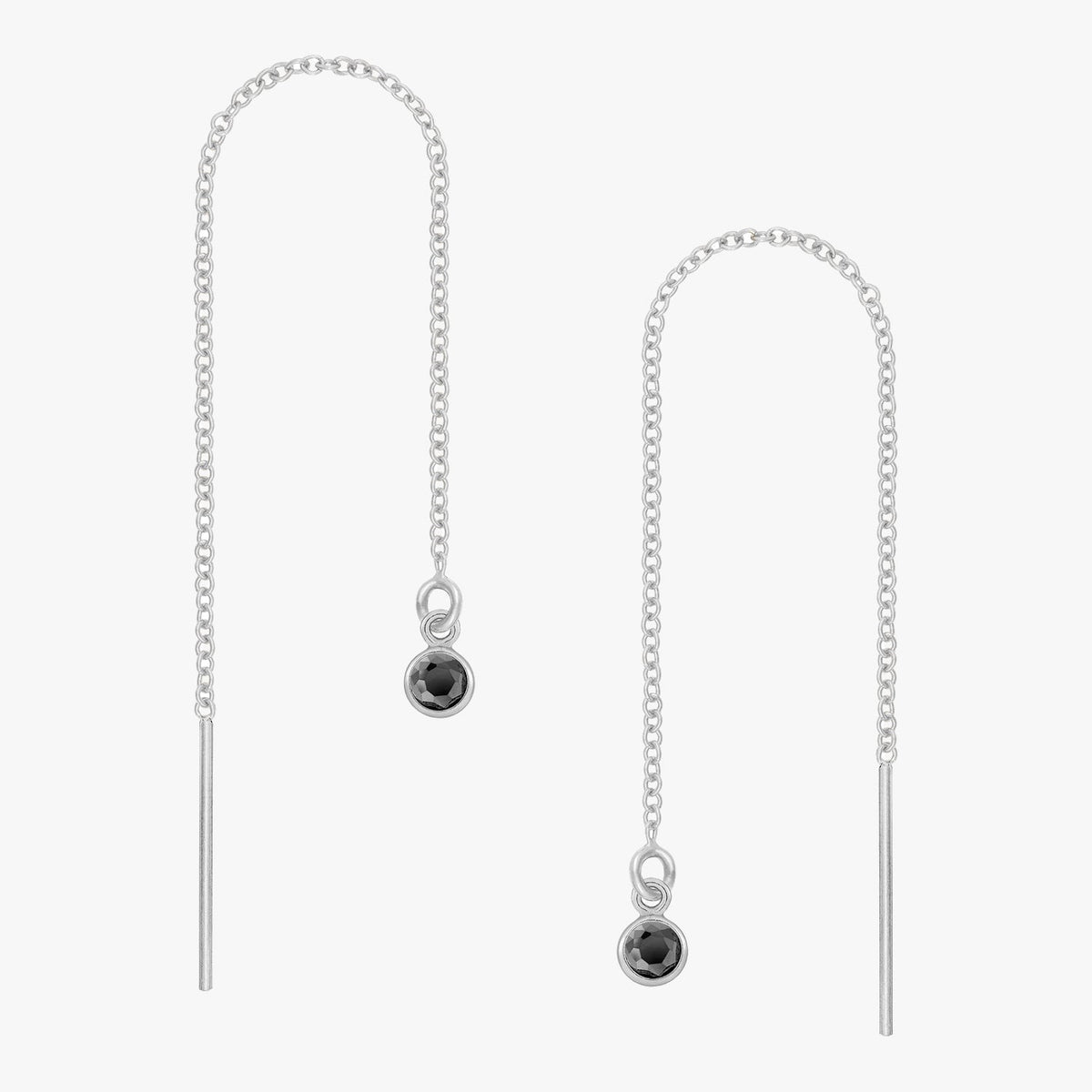 Black Bezel Ear Threader - Gold
