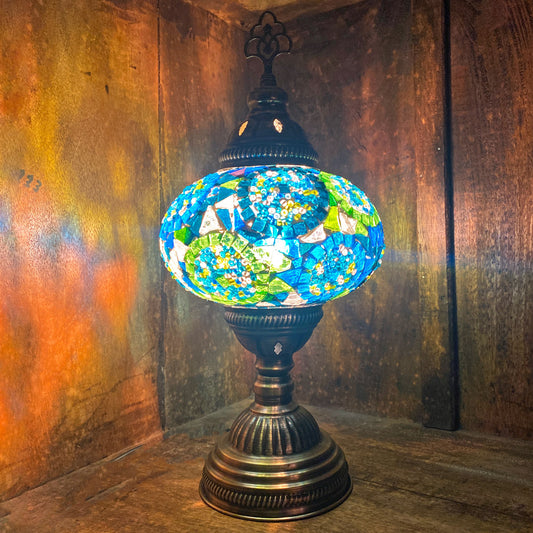 Hand Made Turkish Lamp, Green/Blue