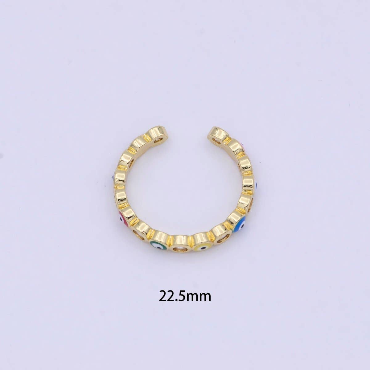 Dainty Red / Blue Gold Filled Evil Eye Ring Open Adjustable Ring S-391