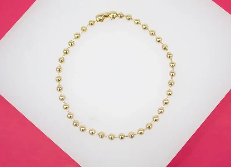 18K Gold Filled 3mm Ball Bracelet (I288B)