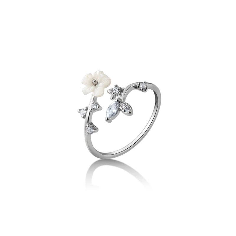 Mother of Pearl Flower Stacking Ring