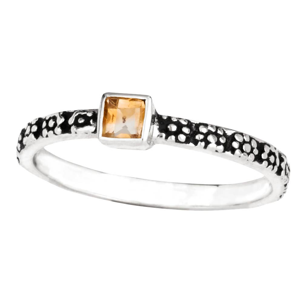 Sun Spot Citrine and Sterling Silver Stacking Ring