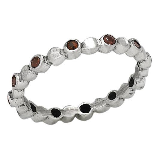 Cherries In The Spring Garnet Sterling Silver Ring