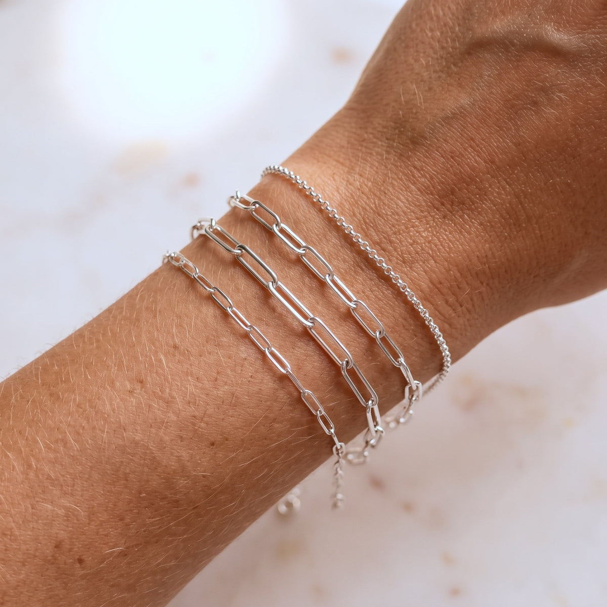 Paper Clip Chain Toggle Bracelet - Silver