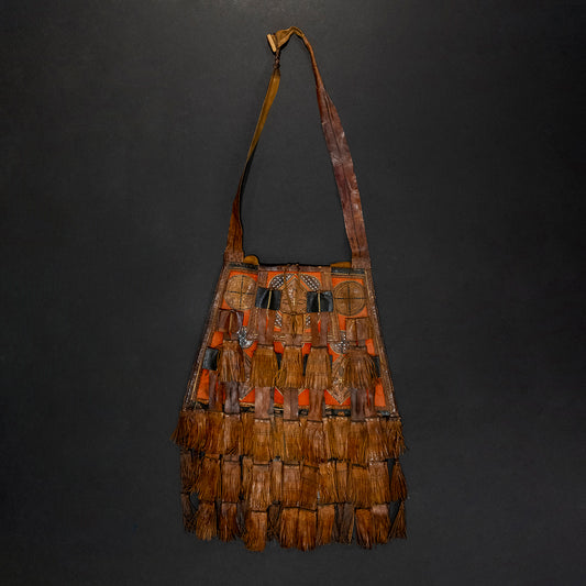 Antique Tuareg Red, Black & Brown Goat Leather Bag