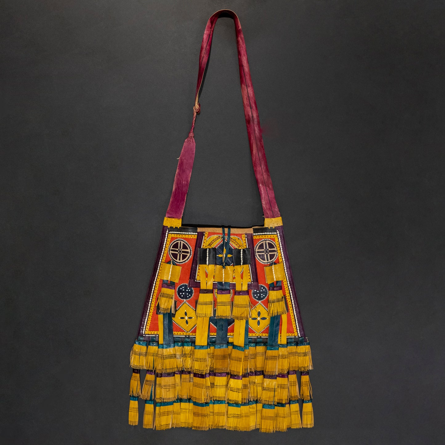 Traditional Tuareg Multi Color Goat Leather Bag