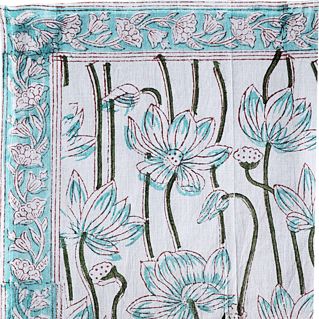 Marshmallow Lagoon - Block Printed Cotton Bandana (KK1560)