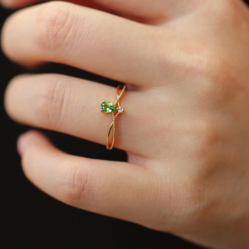 Green Gemstone Tiara Stacking Ring