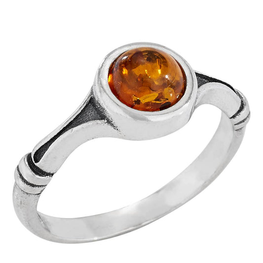 Morning Glow Sterling Silver Amber Ring
