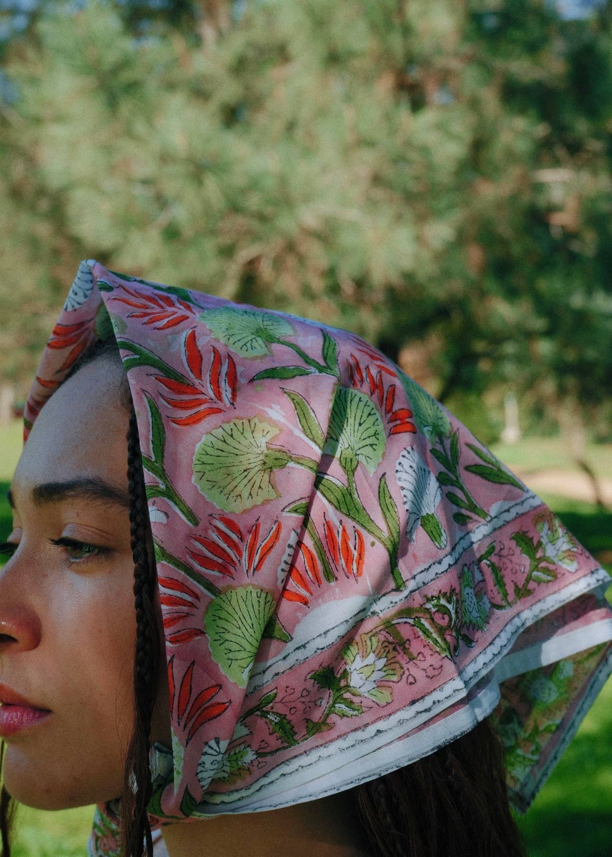 Watermelon Season - Block Printed Cotton Bandana (KK1555)