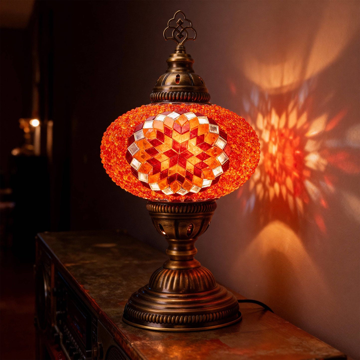 Mozaist Turkish Mosaic Table Lamp Orange