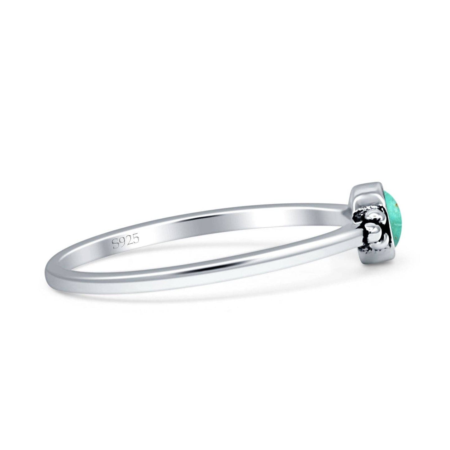 Round Turquoise Evil Eye Oxidized Ring