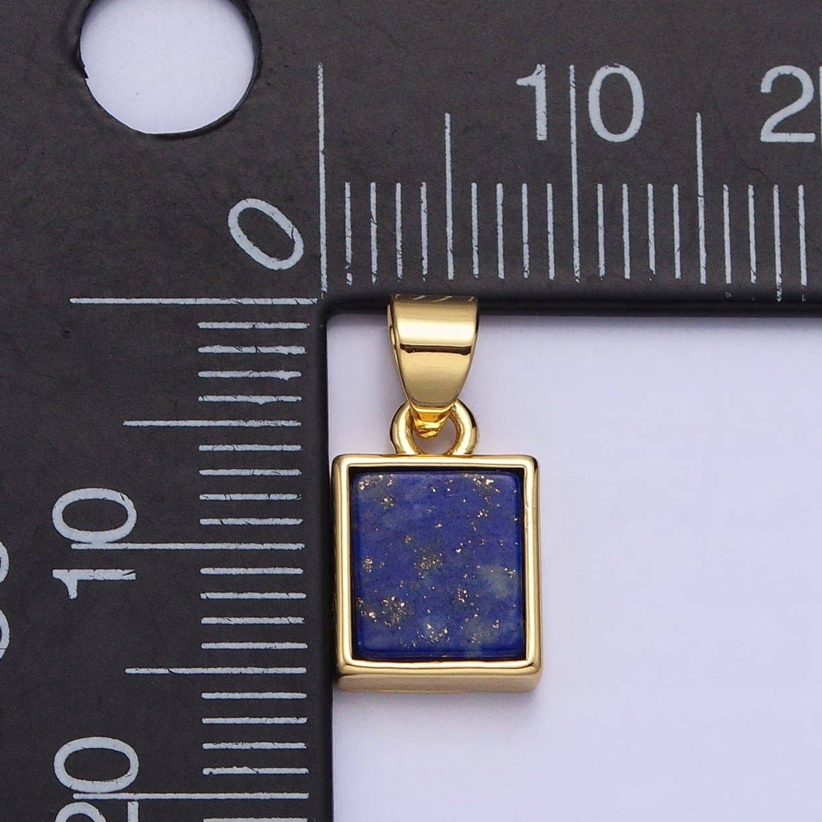 24K Gold Filled Lapis Lazuli Natural Gemstone Rectangular Pendant | AA179