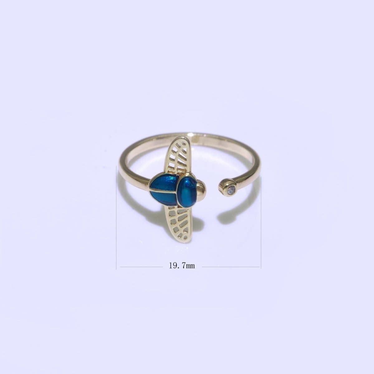 Dainty Bee Ring 18K Gold Filled Ring Open Adjustable Ring Animal Insect Cz Simple Stacking Jewelry O-438
