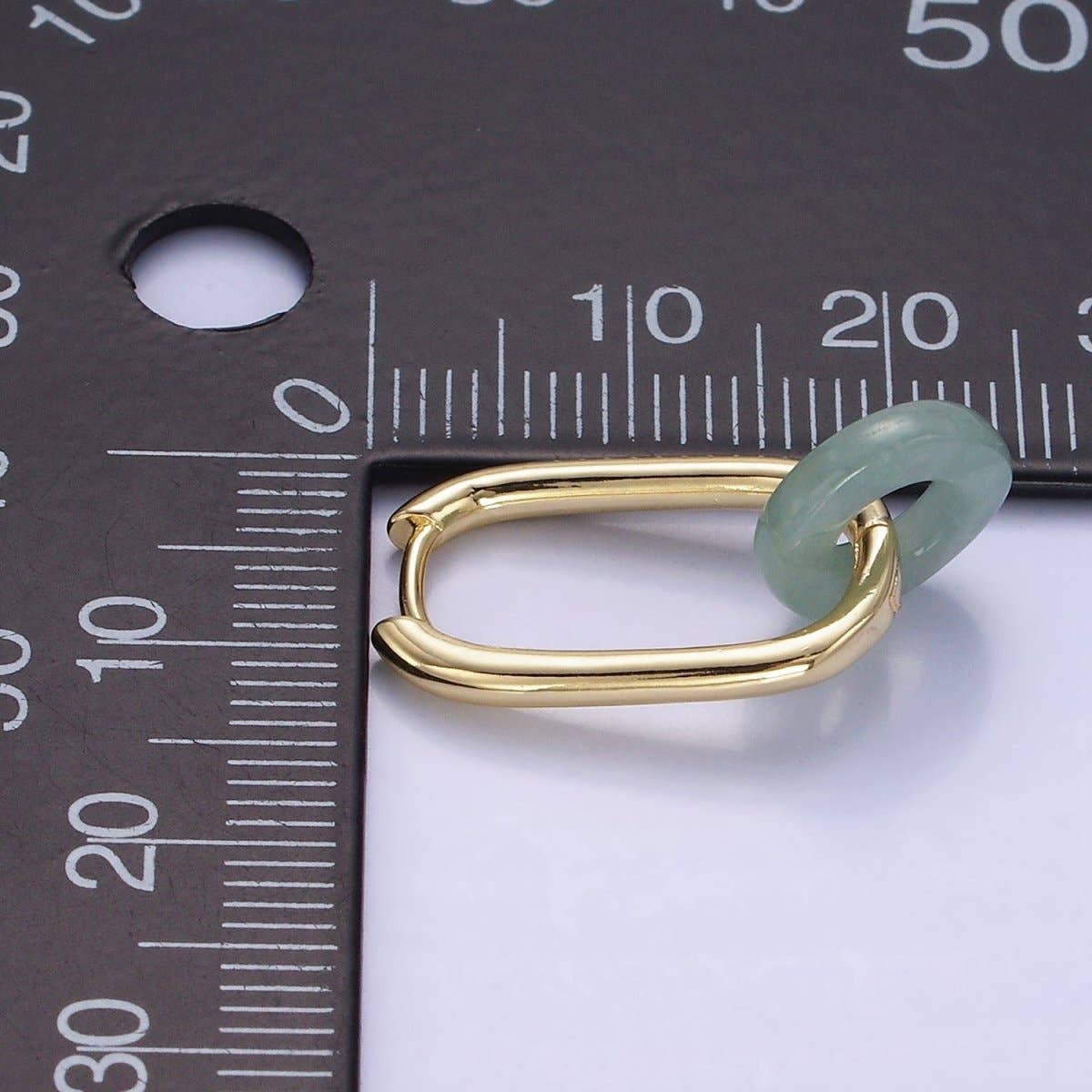 14K Gold Filled Jade Donut 20mm Oblong Hoop Earrings | AE515