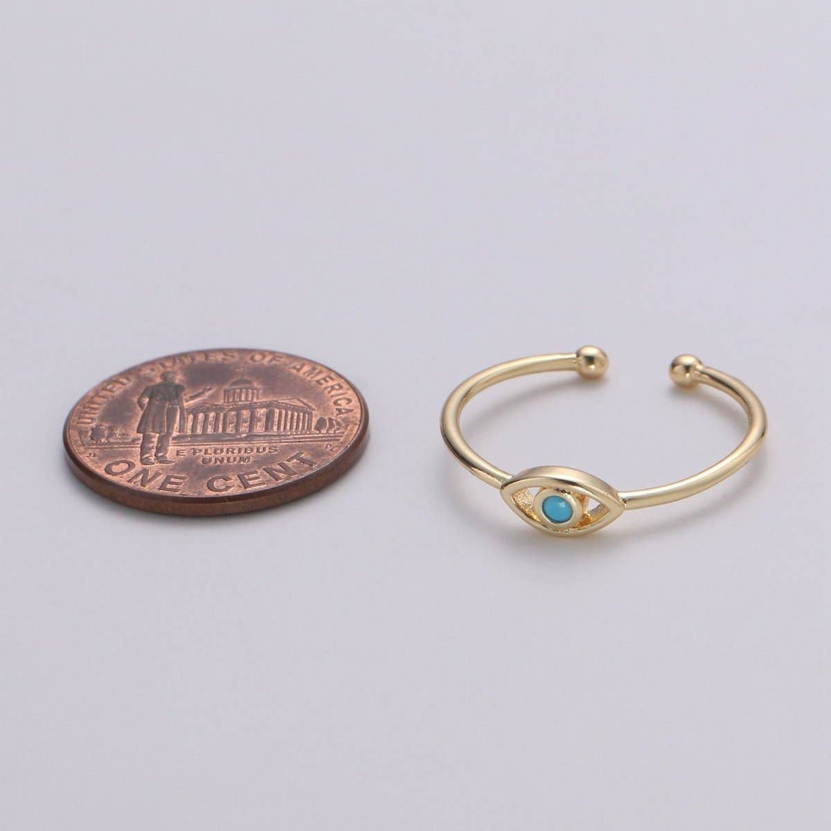 Dainty Turquoise Evil Eye Stacking Ring, Gold Minimalist Ring, Simple Open Ring, Thin Adjustable Ring, Amulet Jewelry Gift for her  R-142 O-465
