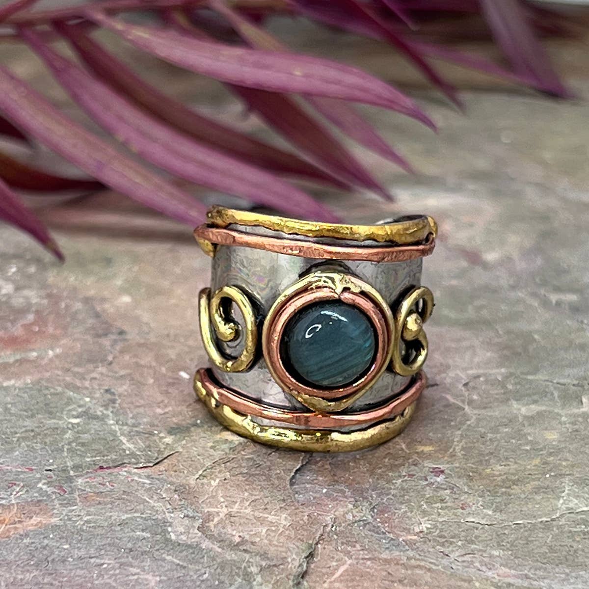 12 Pack- Mixed Metal Cuff Rings with Single Stone in a box