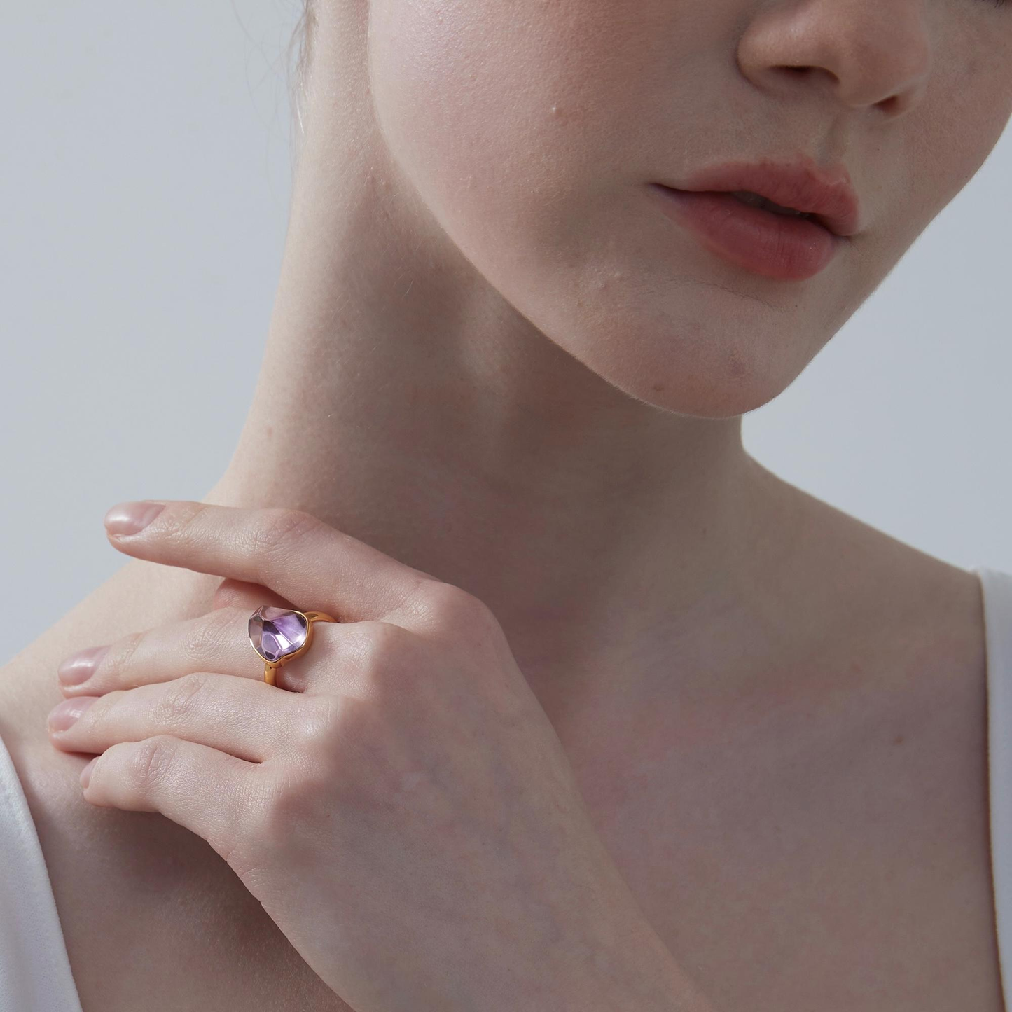 Amethyst Crystal Statement Ring