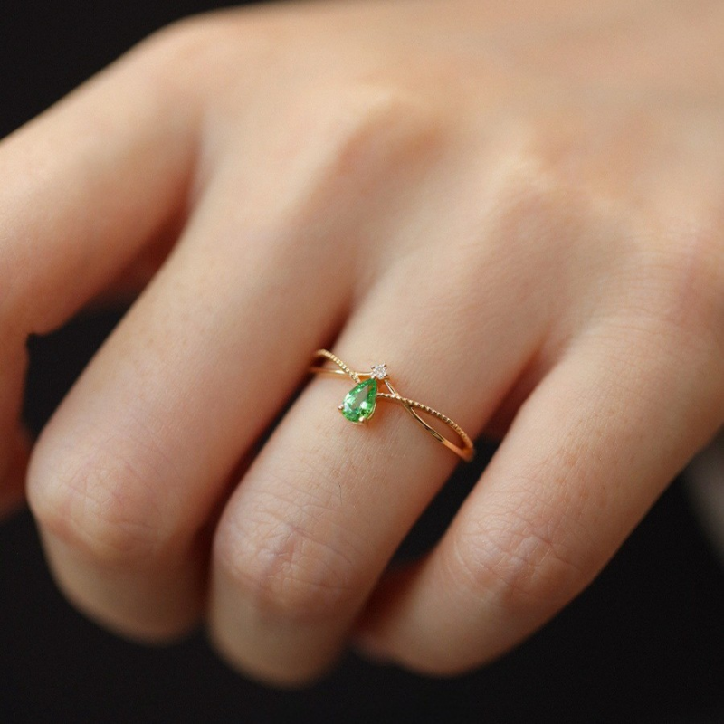 Green Gemstone Tiara Stacking Ring