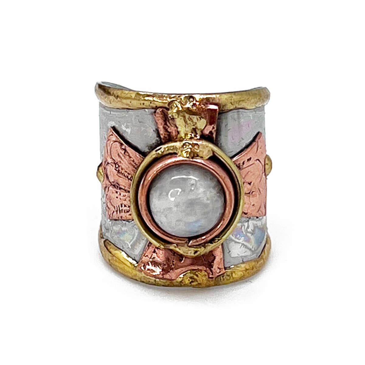 12 Pack- Mixed Metal Cuff Rings with Single Stone in a box