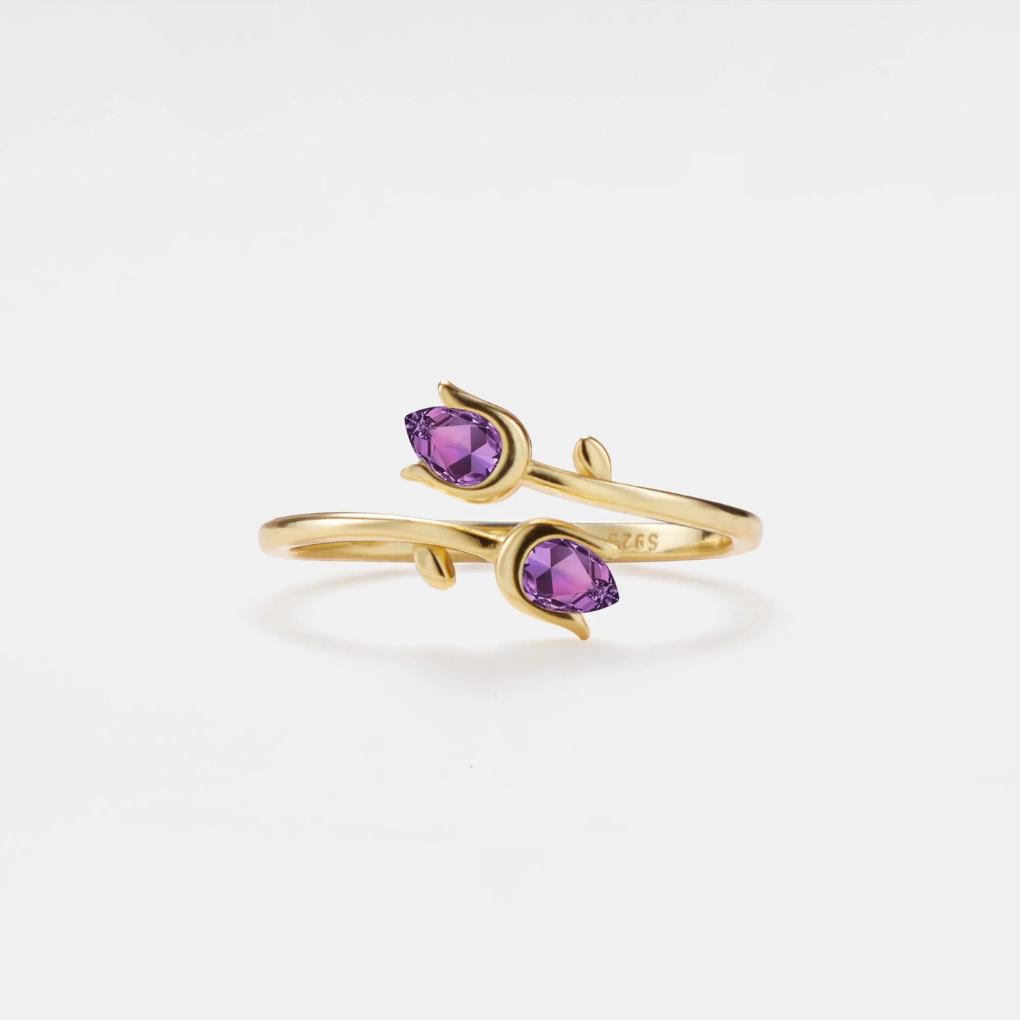 Amethyst Tulip Flower Stacking Ring