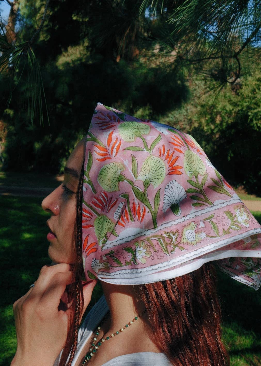 Watermelon Season - Block Printed Cotton Bandana (KK1555)