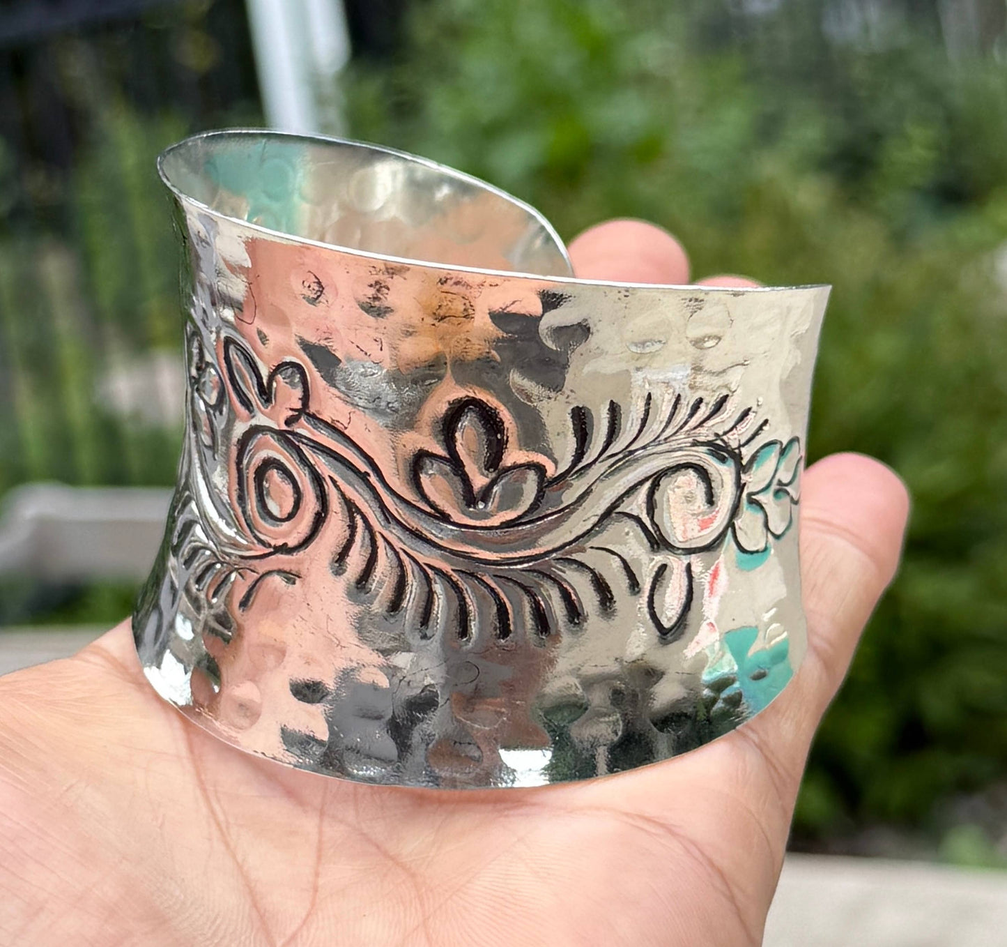 Handcrafted Floral Cuff Bracelet Bohemian Hippie Ethnic