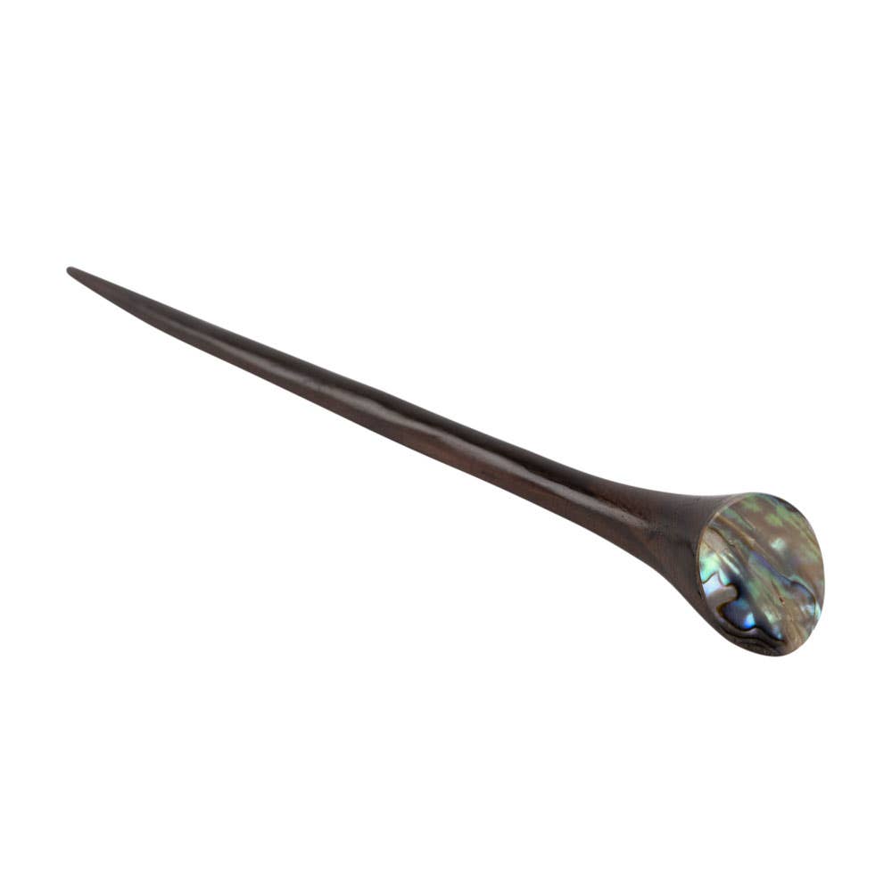 ABALONE/WOOD HAIR PIN