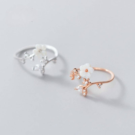 Mother of Pearl Flower Stacking Ring