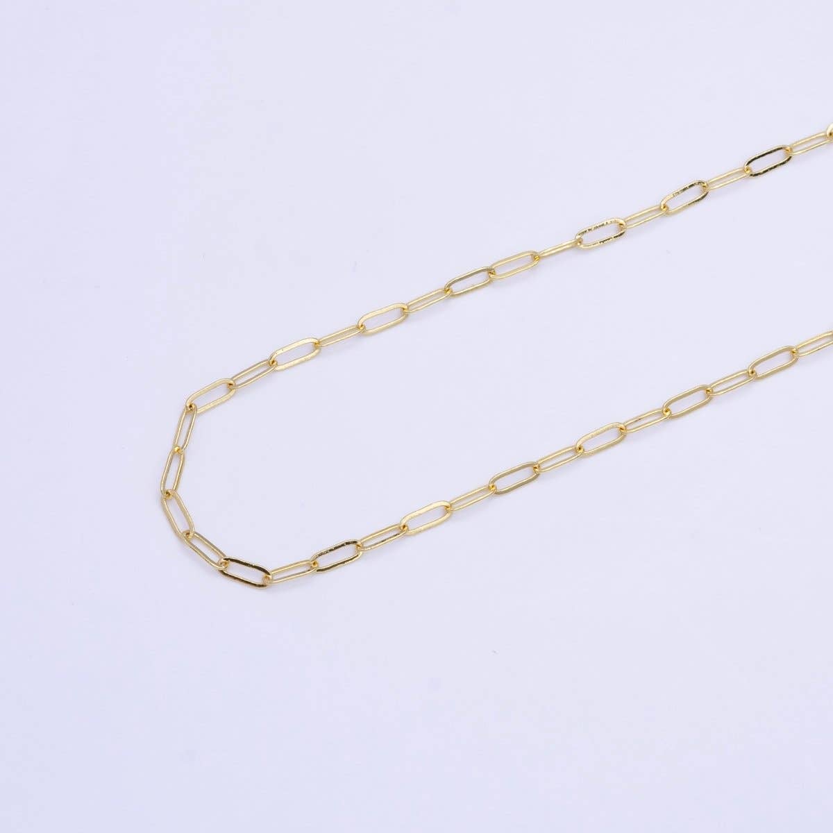 16K Gold Filled 2.8mm Minimalist Paperclip Chain 17.5 Inch Necklace | WA-2515