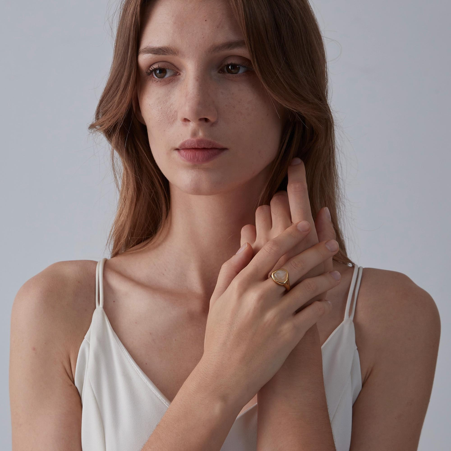 Pink Rose Quartz Natural Crystal Ring